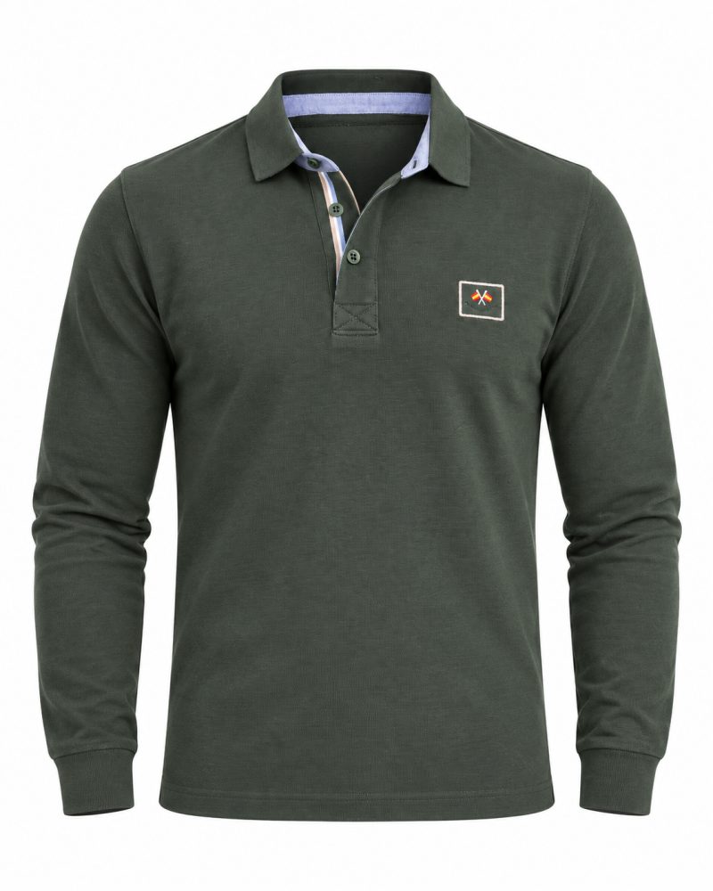 Polo algodón básico con bandera en cuello para hombre | La Española