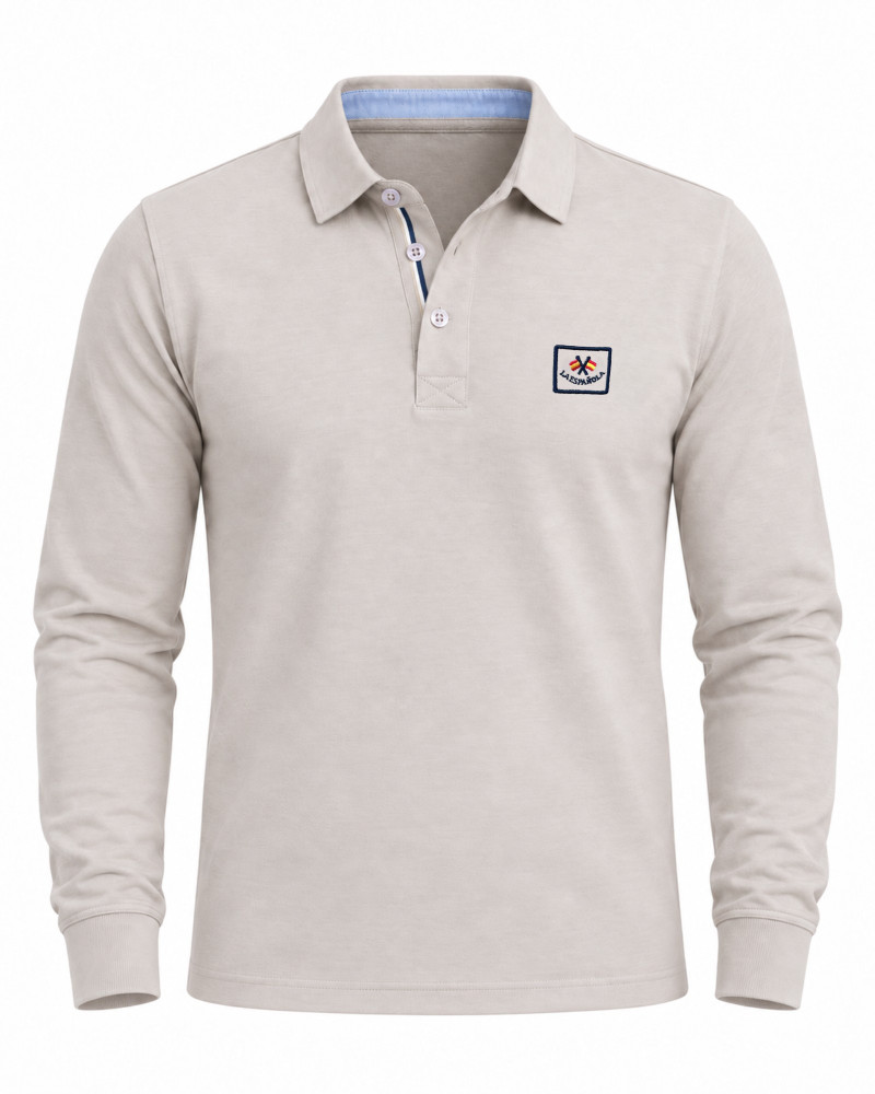 Polo algodón básico con bandera en cuello para hombre | La Española