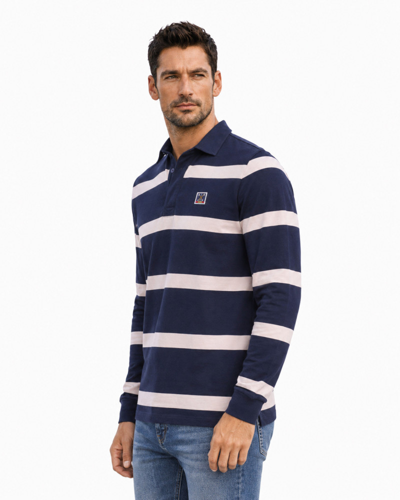 Polo algodón básico con bandera en cuello para hombre | La Española