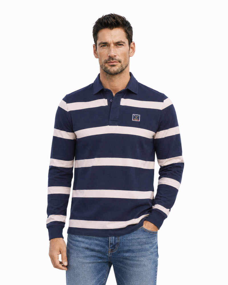Polo algodón básico con bandera en cuello para hombre | La Española