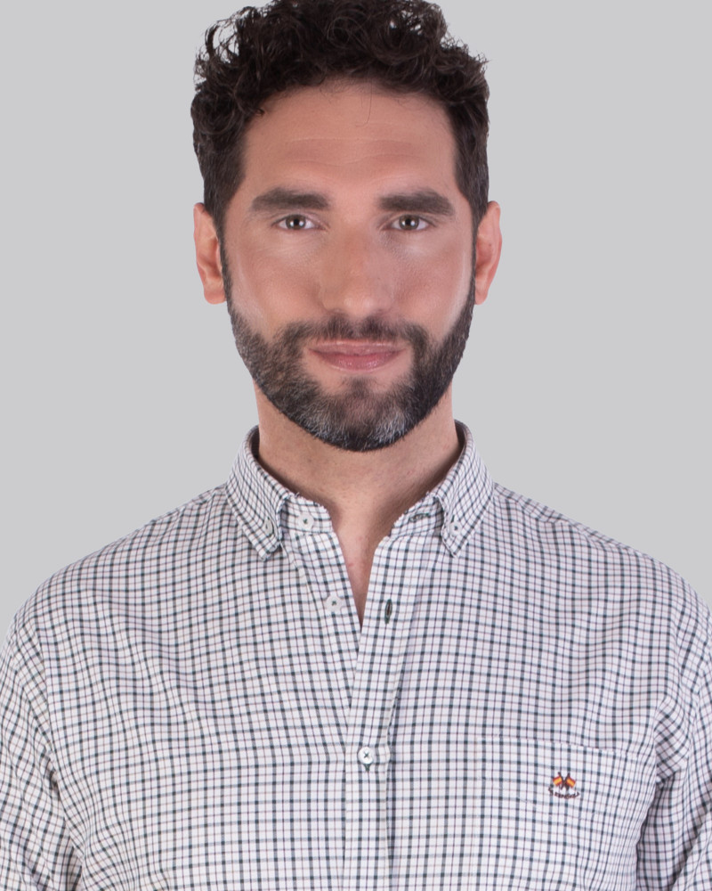 Camisa algodón estampado cuadros y cuello botón| La Española