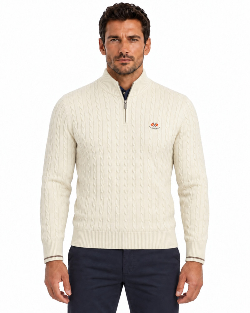 Polo algodón básico con bandera en cuello para hombre | La Española