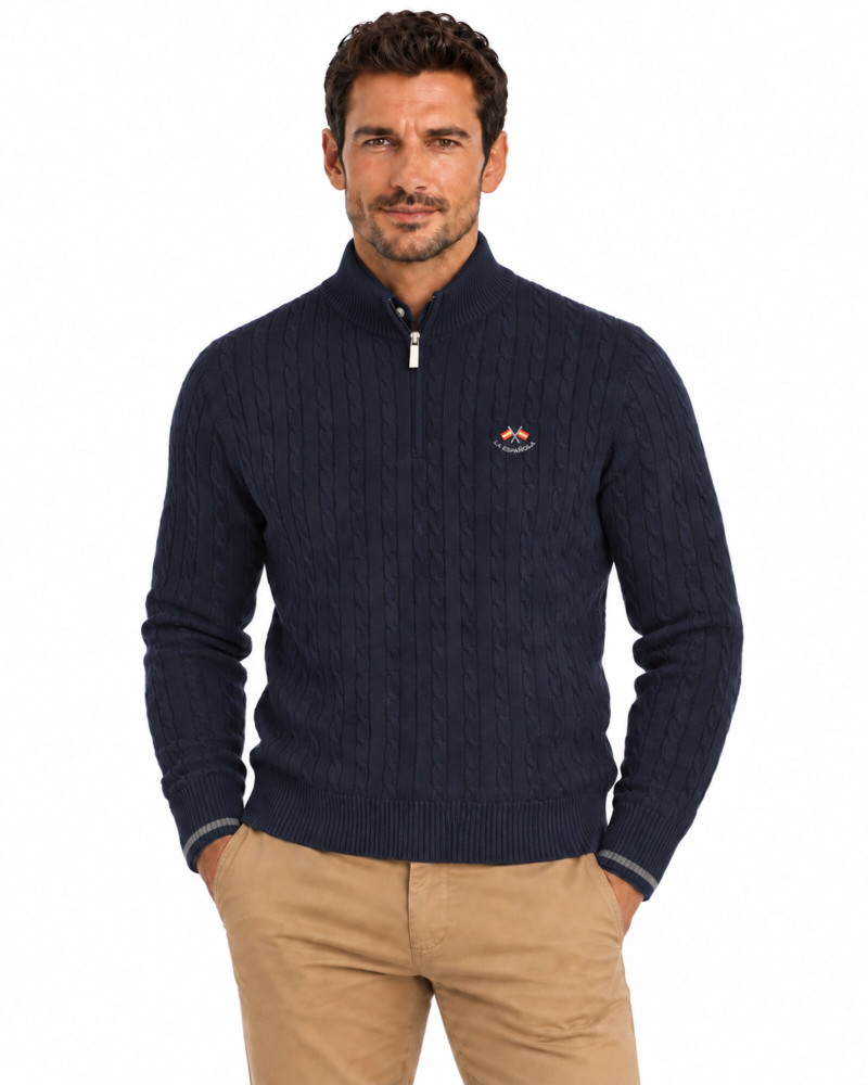 Polo algodón básico con bandera en cuello para hombre | La Española