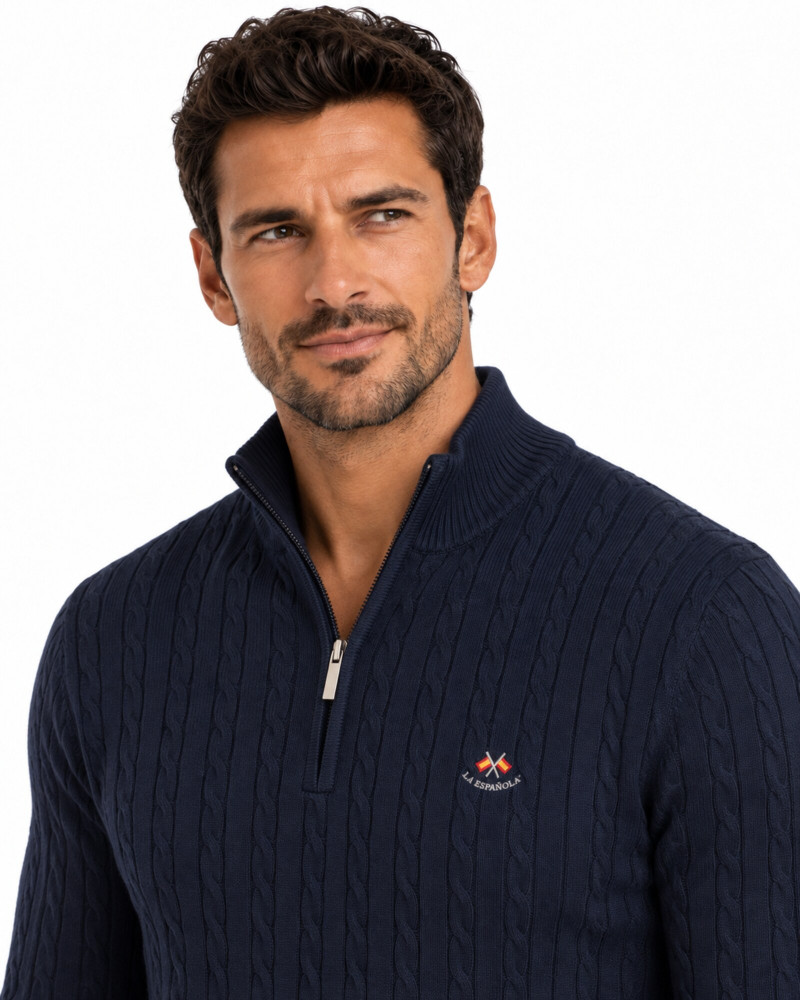 Polo algodón básico con bandera en cuello para hombre | La Española
