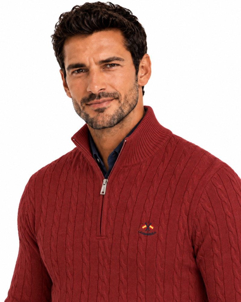 Polo algodón básico con bandera en cuello para hombre | La Española