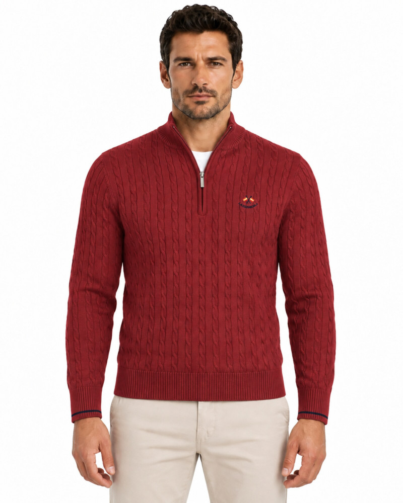Polo algodón básico con bandera en cuello para hombre | La Española