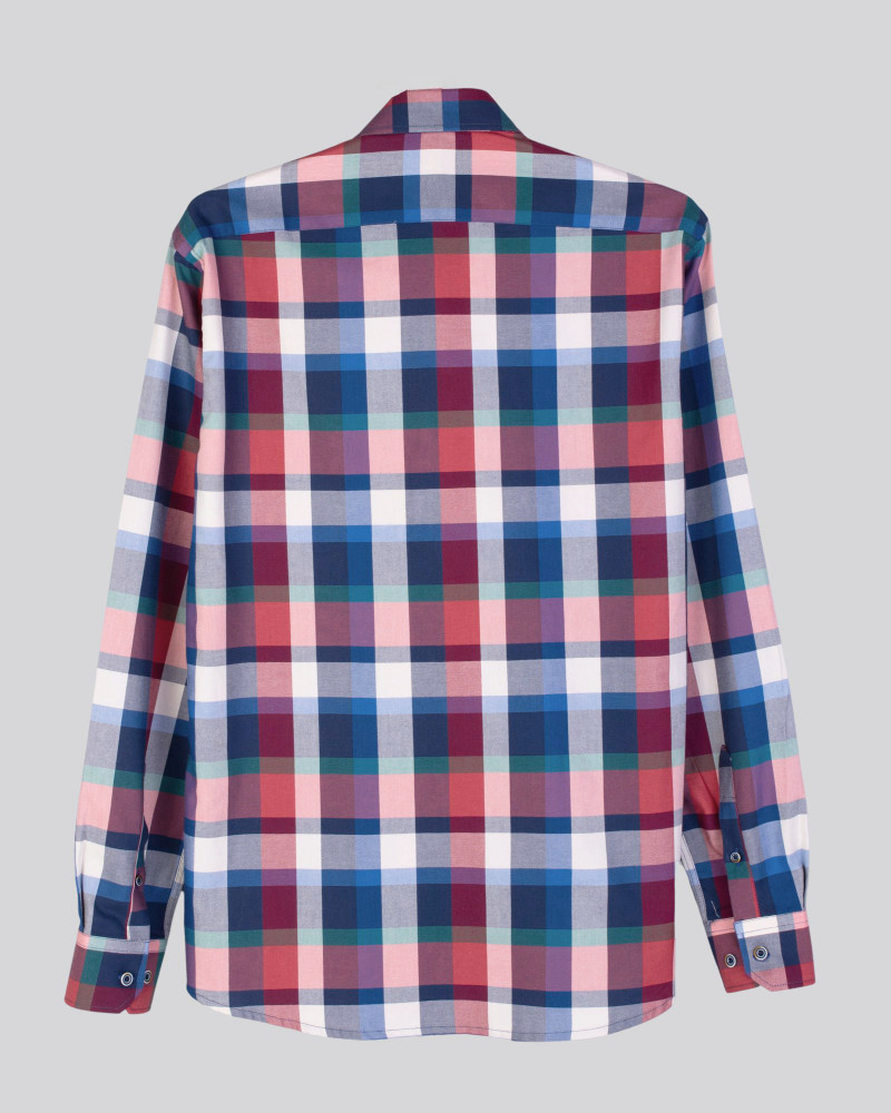 Camisa algodón estampado cuadros y cuello botón | La Española