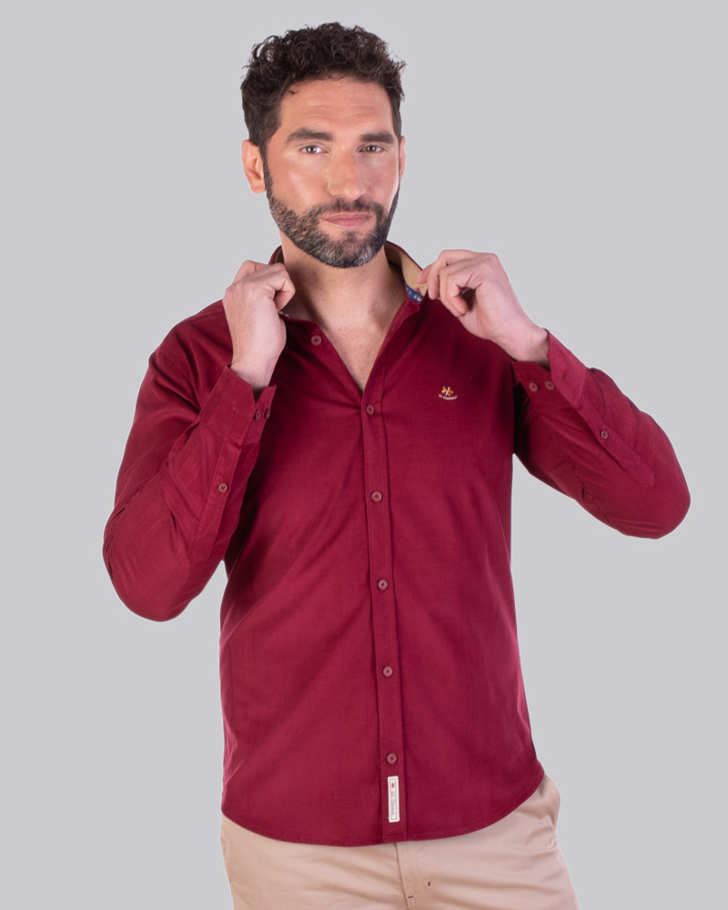 Camisa algodón micropana y cuello botón hombre | La Española