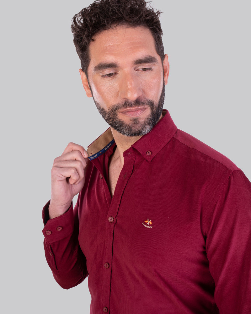Camisa algodón micropana y cuello botón hombre | La Española