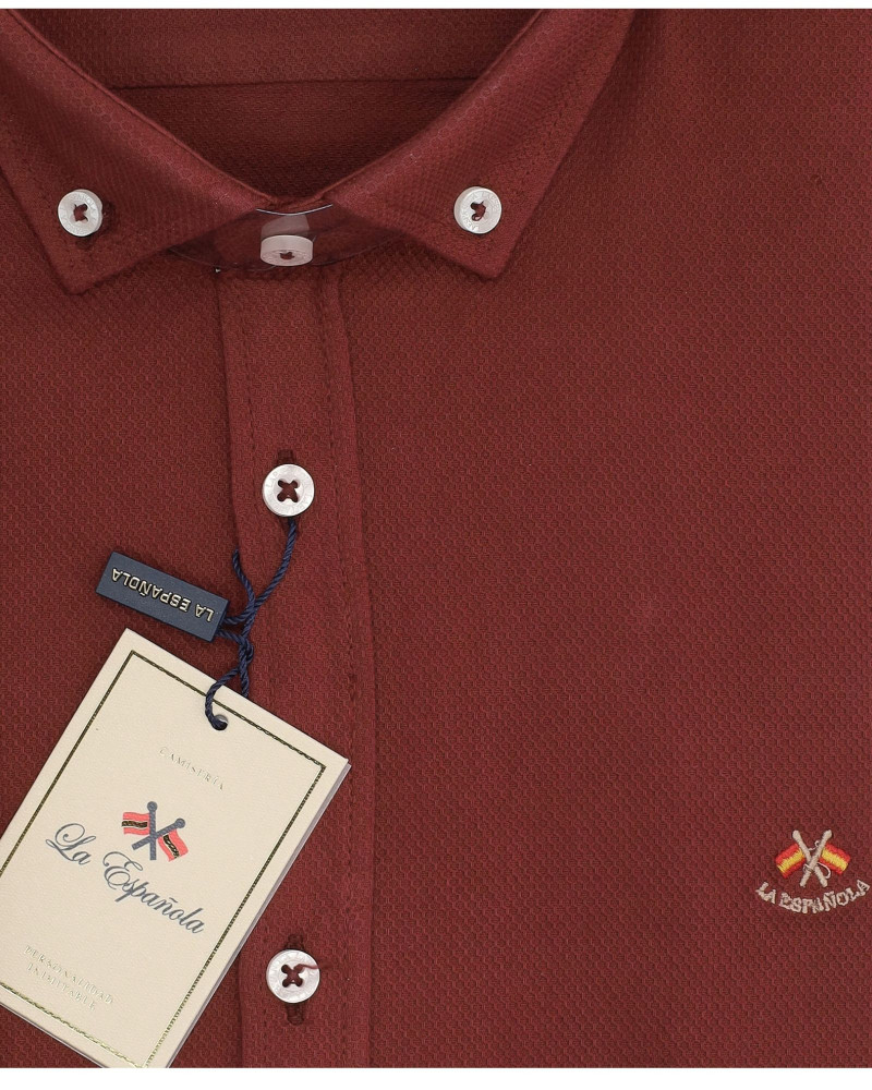 Camisa algodón-lino rayas con cuello botón | Camisería La Española