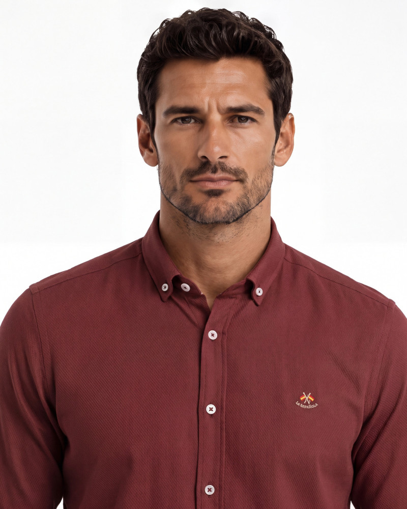 copy of copy of copy of copy of copy of copy of copy of Camisa algodón-lino rayas con cuello botón