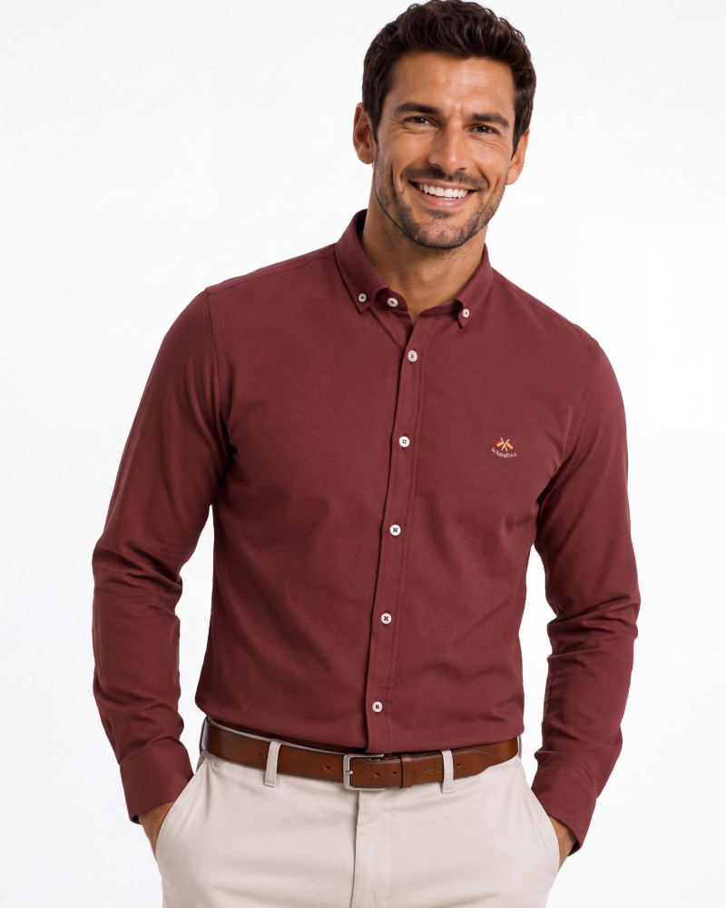 copy of copy of copy of copy of copy of copy of copy of Camisa algodón-lino rayas con cuello botón