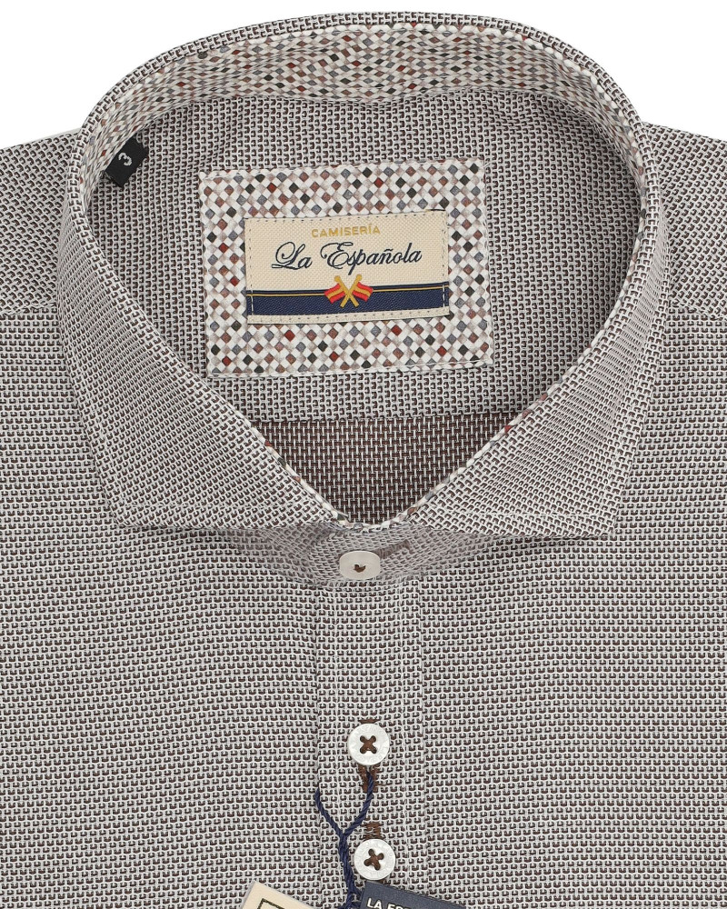 Camisa algodón-lino rayas con cuello botón | Camisería La Española