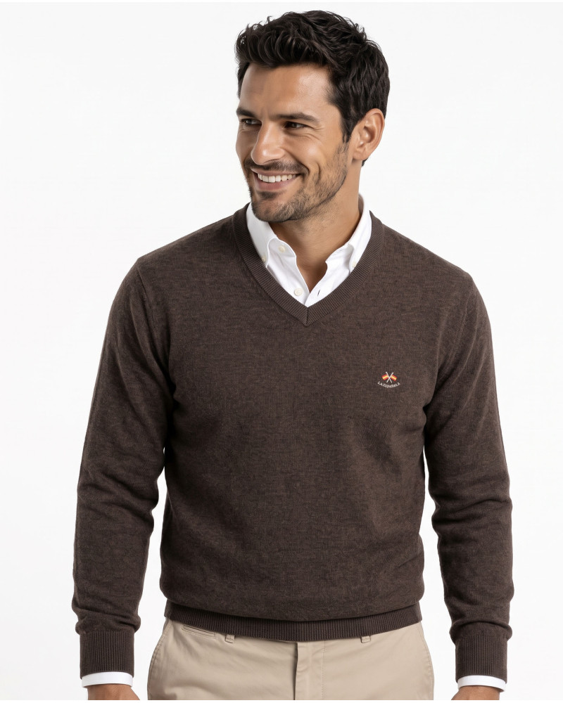 Polo algodón básico con bandera en cuello para hombre | La Española