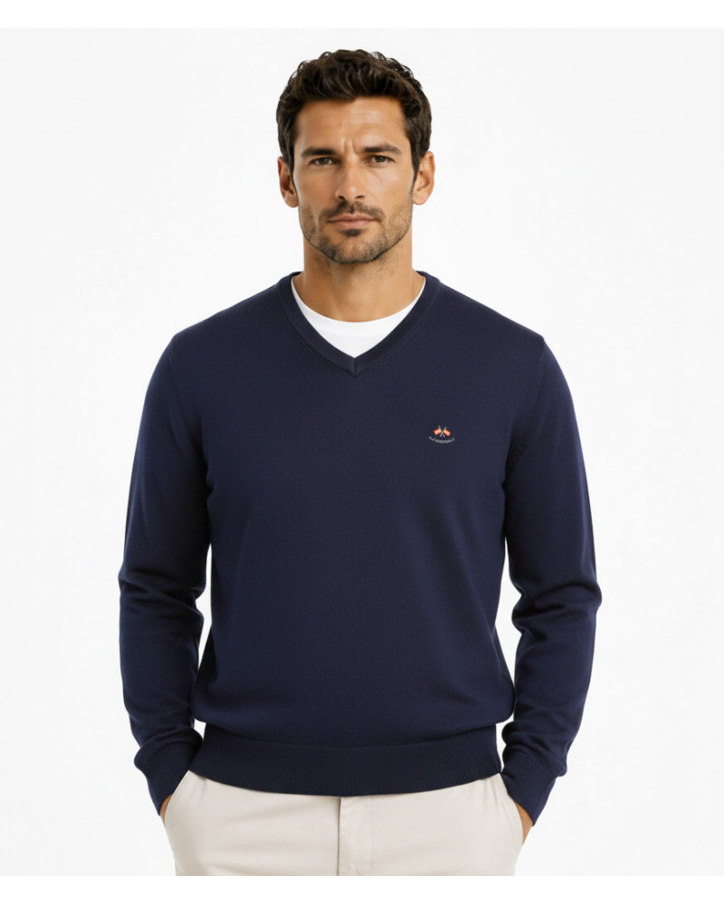 Polo algodón básico con bandera en cuello para hombre | La Española