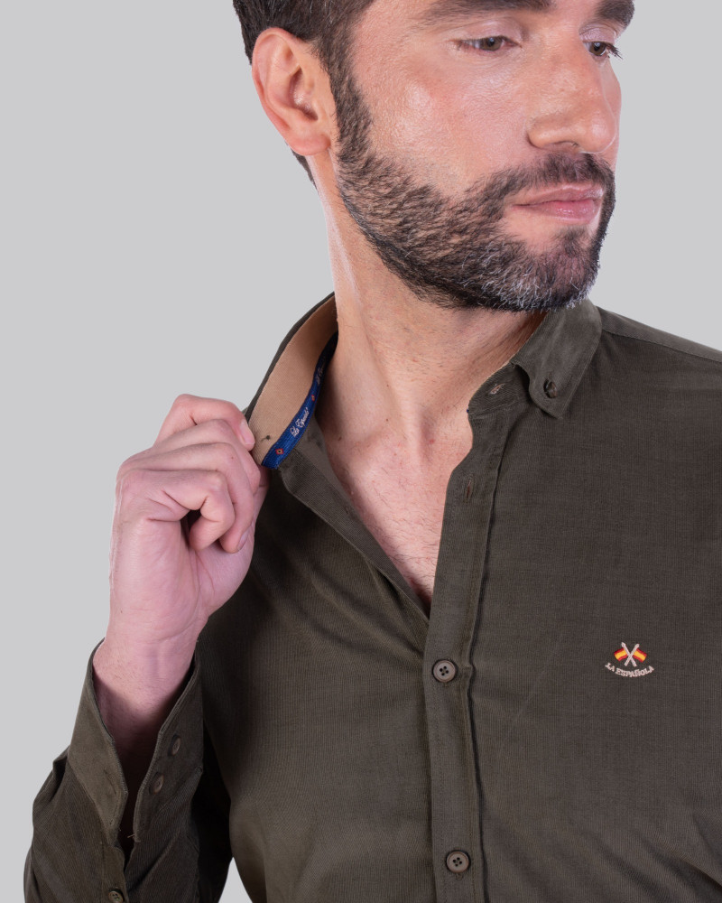 Camisa algodón micropana y cuello boton hombre | La Española