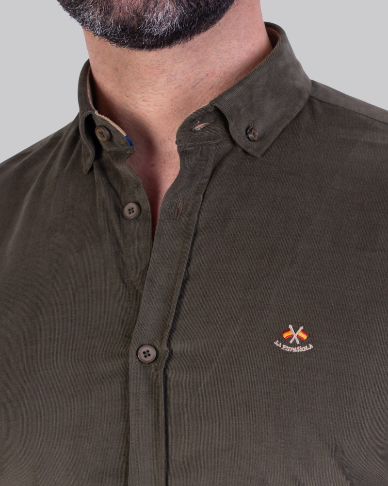 Camisa algodón micropana y cuello boton hombre | La Española