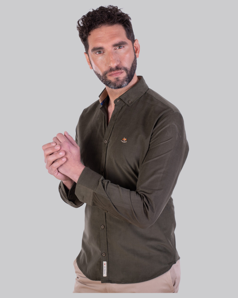 Camisa algodón micropana y cuello boton hombre | La Española