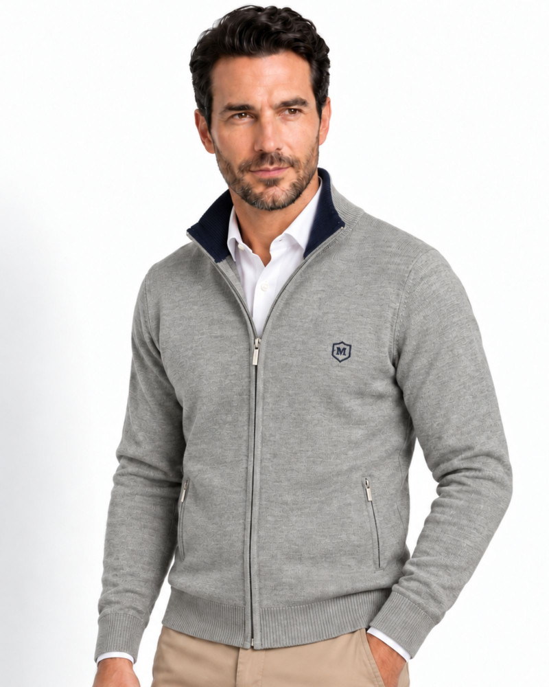 Chaqueta de punto con cremallera gris para hombre | Martin's