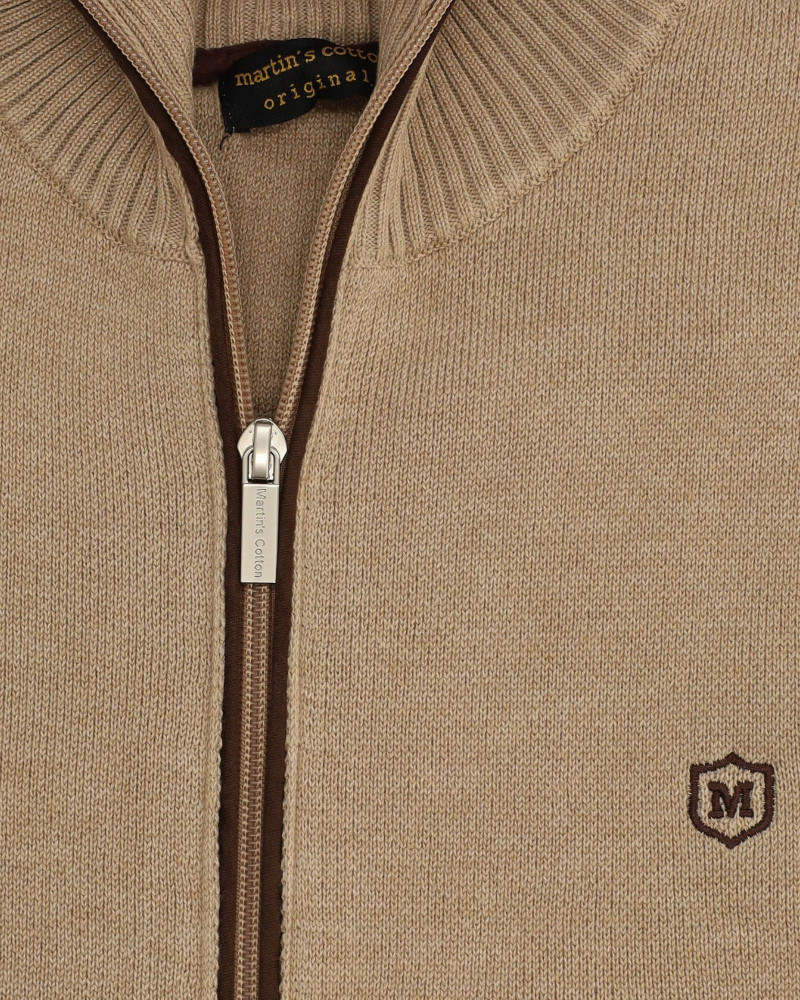 Chaqueta de punto con cremallera y suede camel para hombre | Martin's