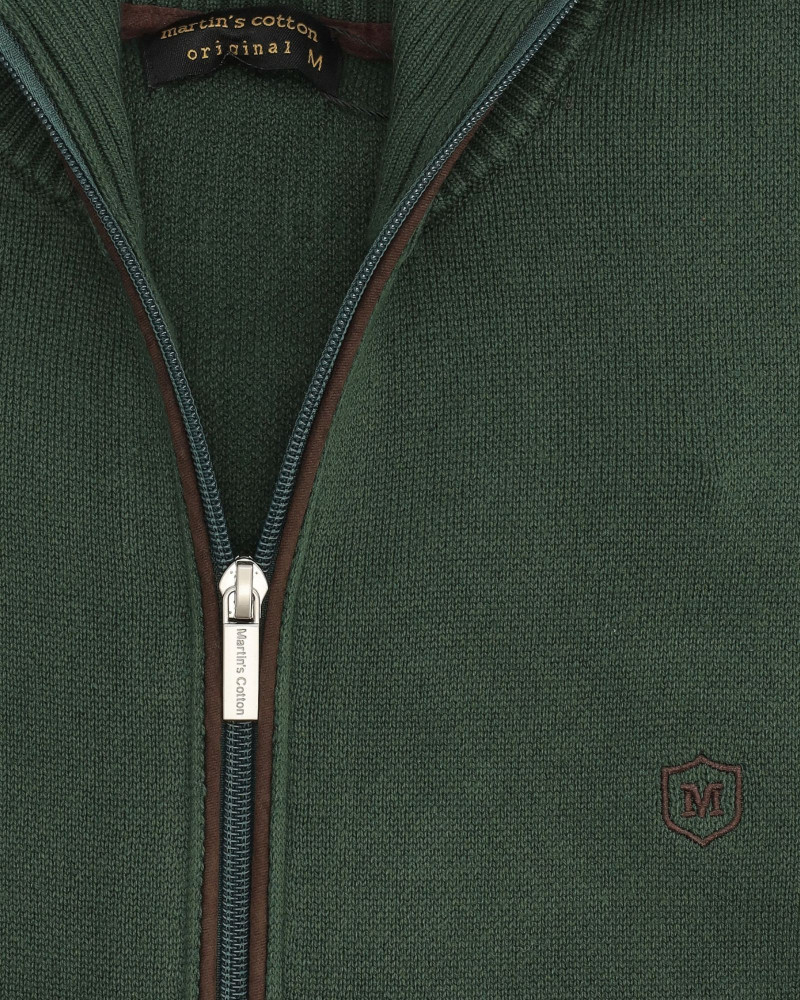 Chaqueta de punto cremallera serie 186 con bolsillos combinado suede color verde