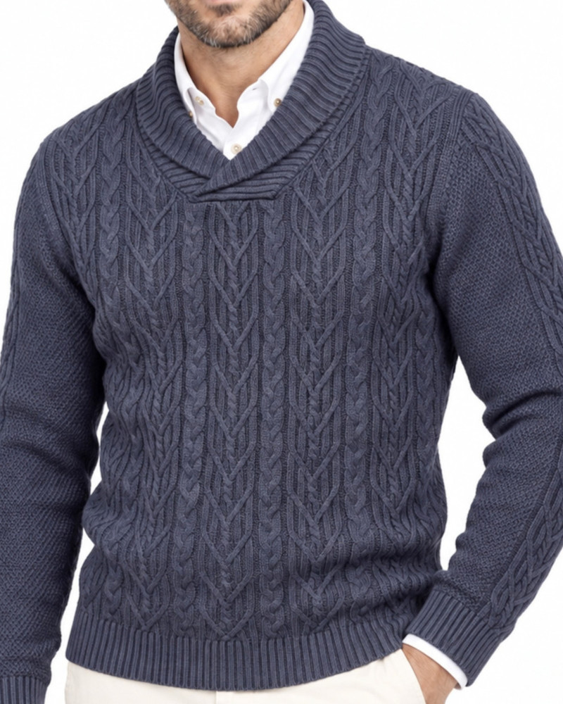 Suéter cuello polo aranés serie 271 color tejano