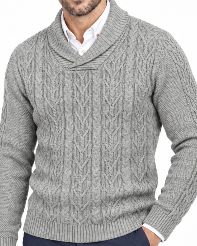 Suéter cuello polo aranés serie 271 color gris