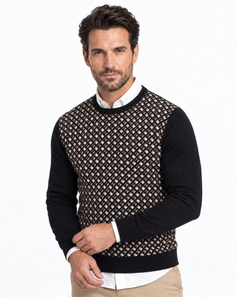 Suéter cuello caja jacquard para hombre | Martin's