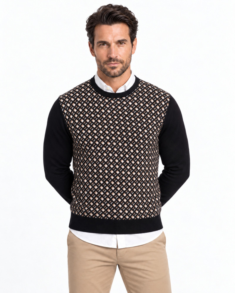 Suéter cuello caja jacquard para hombre | Martin's