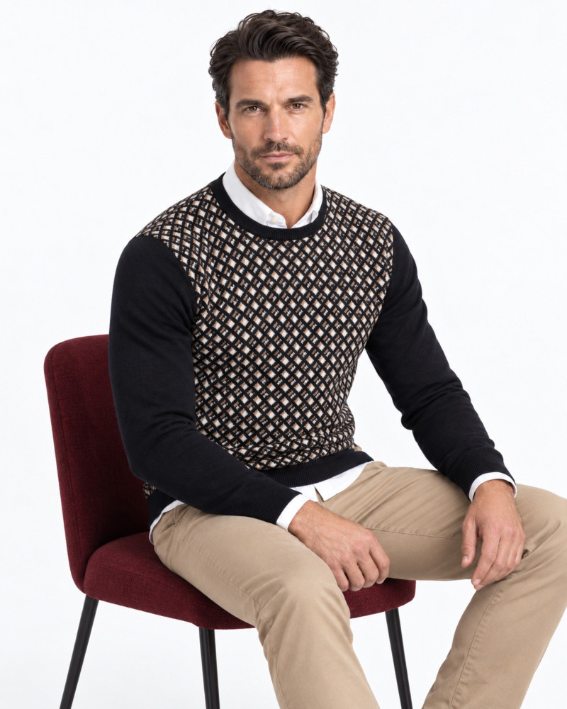 Suéter cuello caja jacquard para hombre | Martin's
