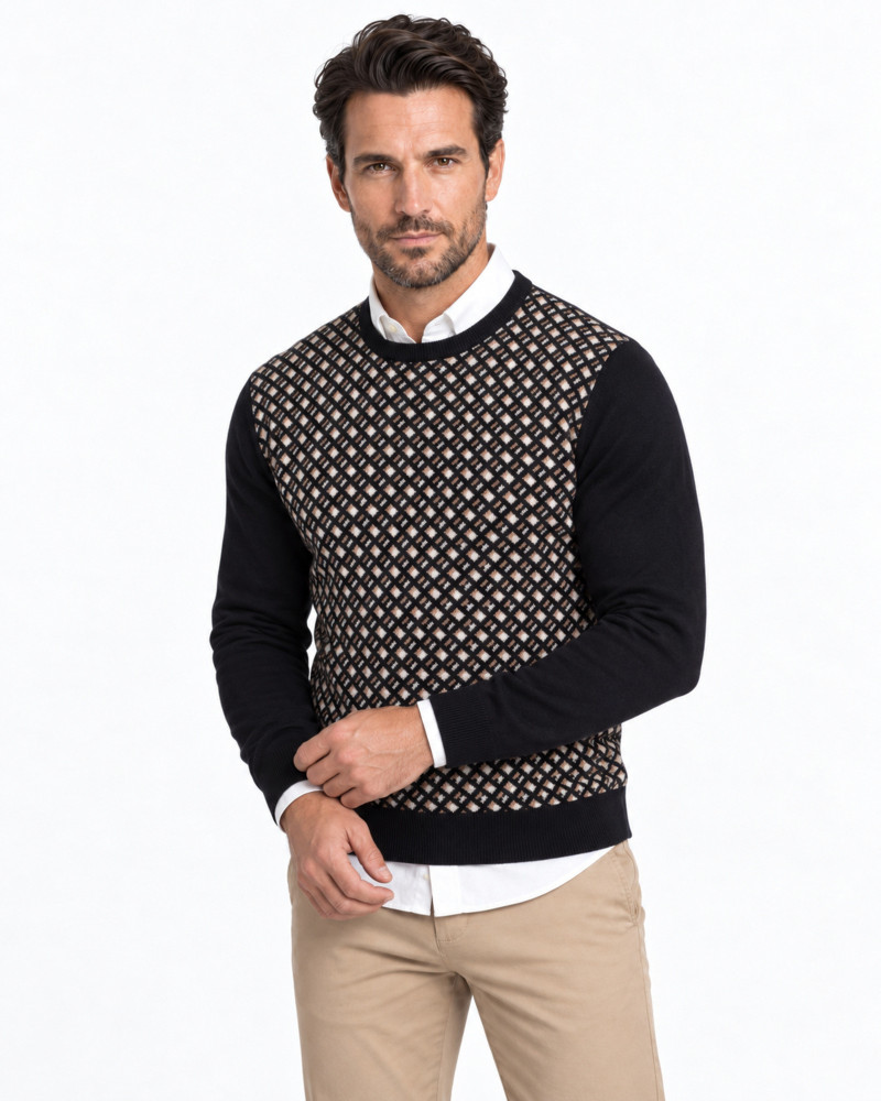 Suéter cuello caja jacquard para hombre | Martin's