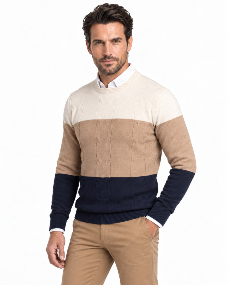 SUÉTER CUELLO CAJA TRICOLOR OCHOS