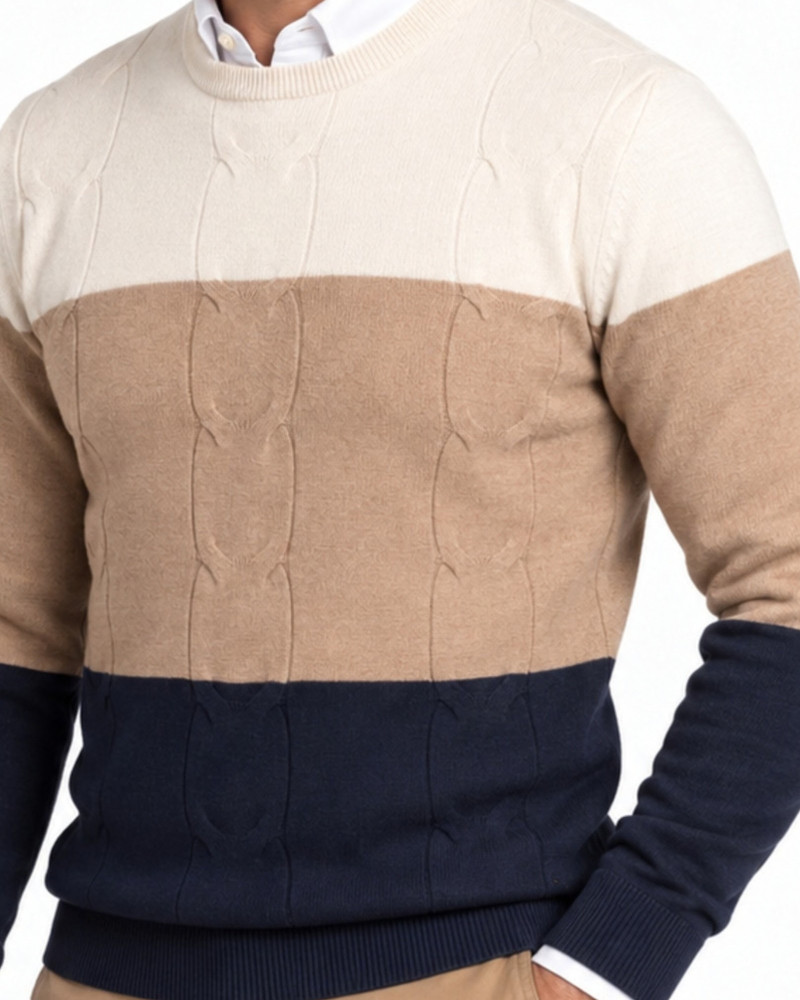 SUÉTER CUELLO CAJA TRICOLOR OCHOS