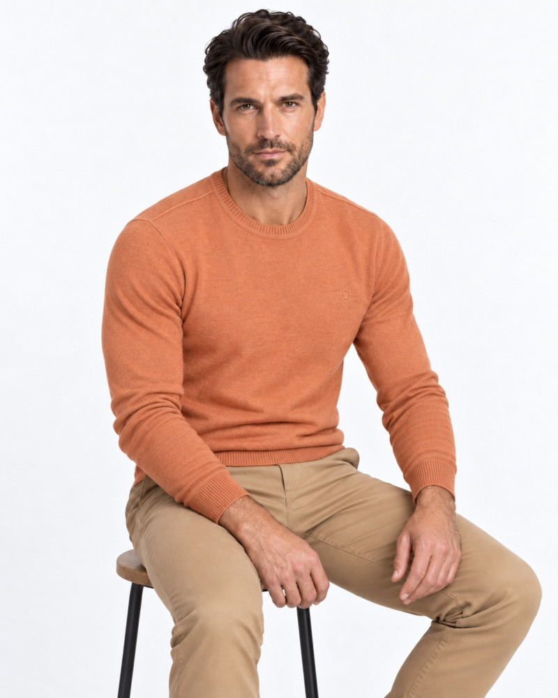 suéter cuello caja básico serie 381 color naranja