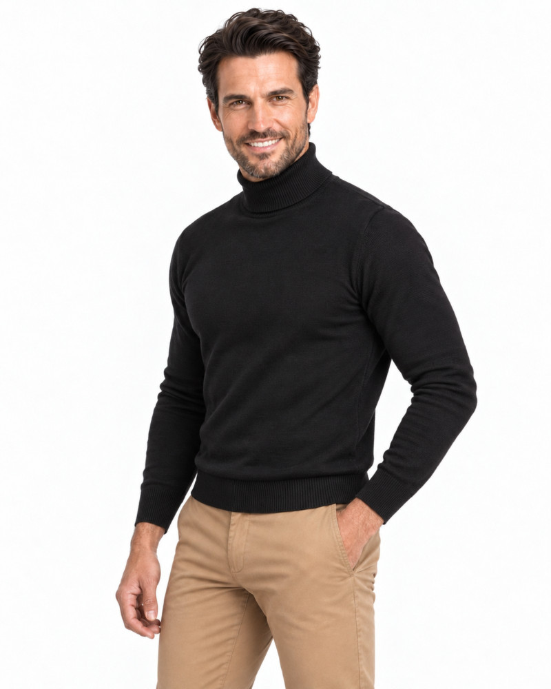 suéter cuello cisne básico serie 382 color negro