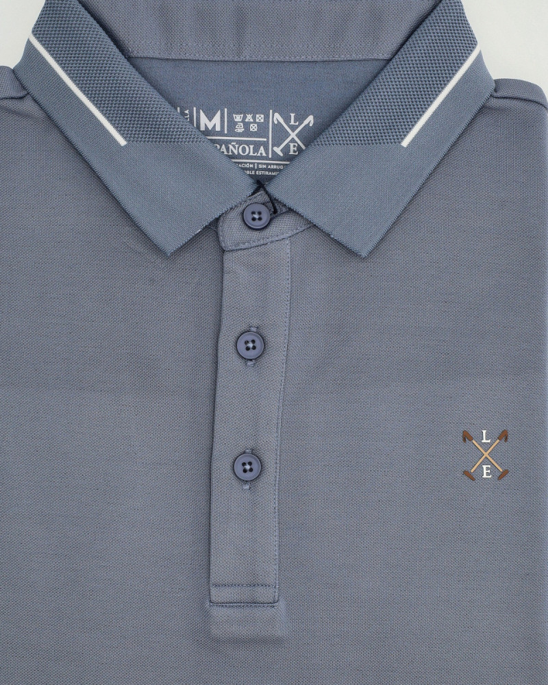 Polo algodón básico con bandera en cuello para hombre | La Española