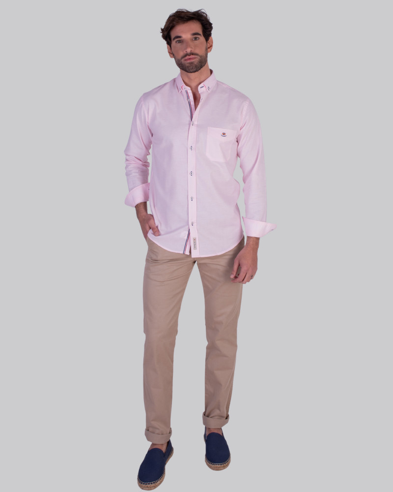 Camisa tejido oxford con bolsillo y logo bordado | La Española