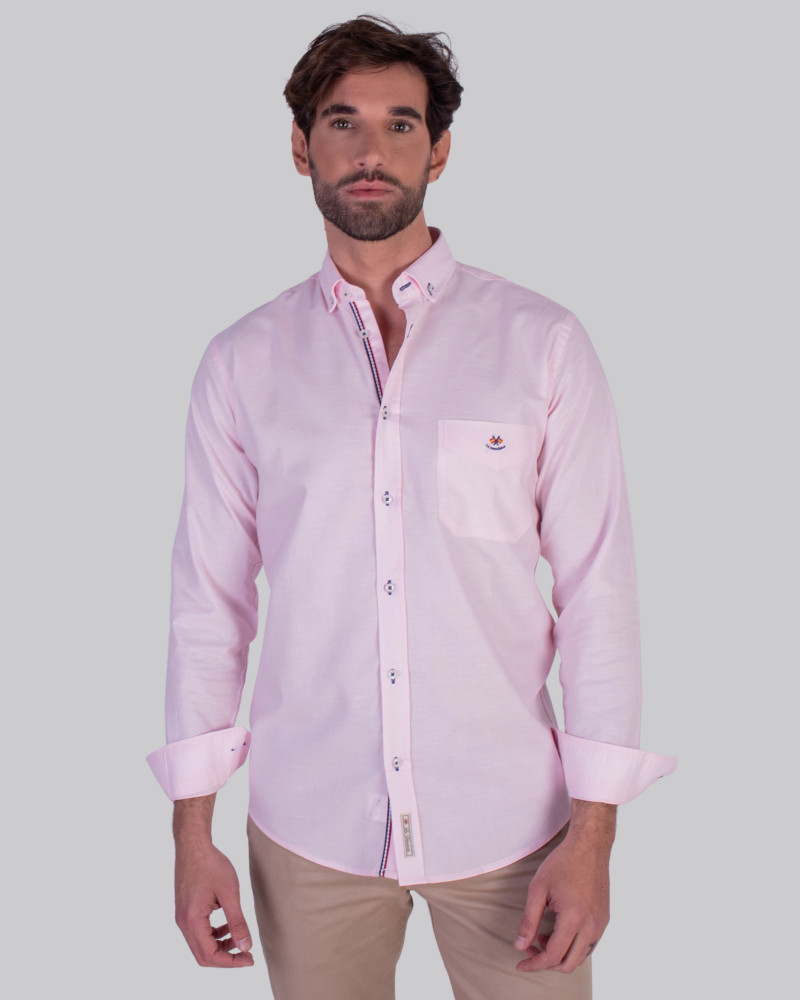Camisa tejido oxford con bolsillo y logo bordado | La Española