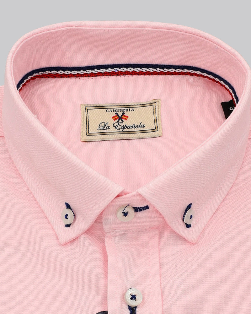 Camisa tejido oxford con bolsillo y logo bordado | La Española