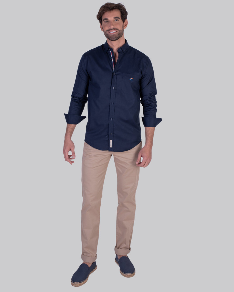 Camisa oxford con bolsillo y logo bordado hombre | La Española