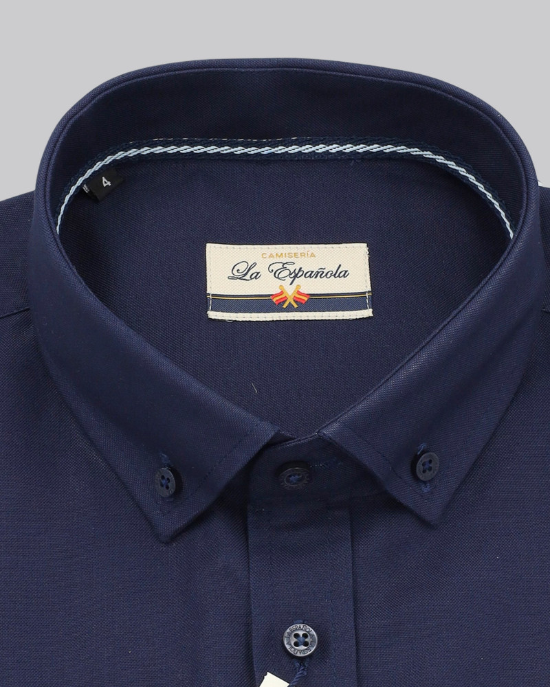 Camisa oxford con bolsillo y logo bordado hombre | La Española