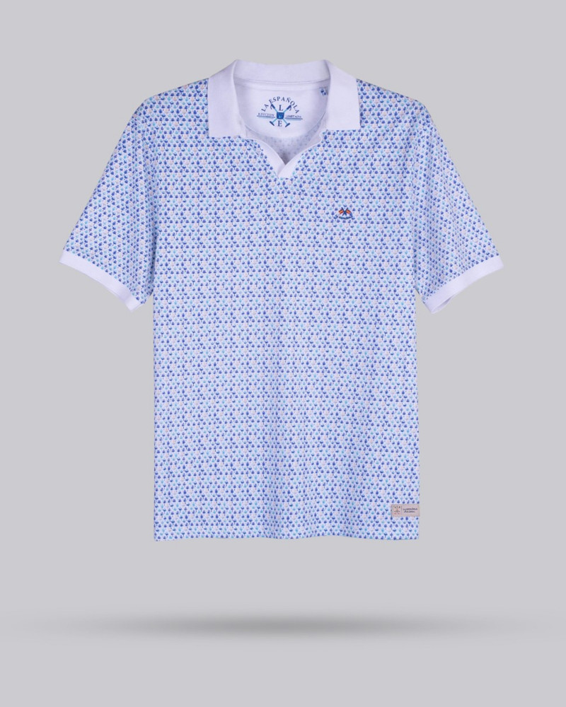 POLO MANGA CORTA ALGODON ESTAMPADO  CUELLO UVE