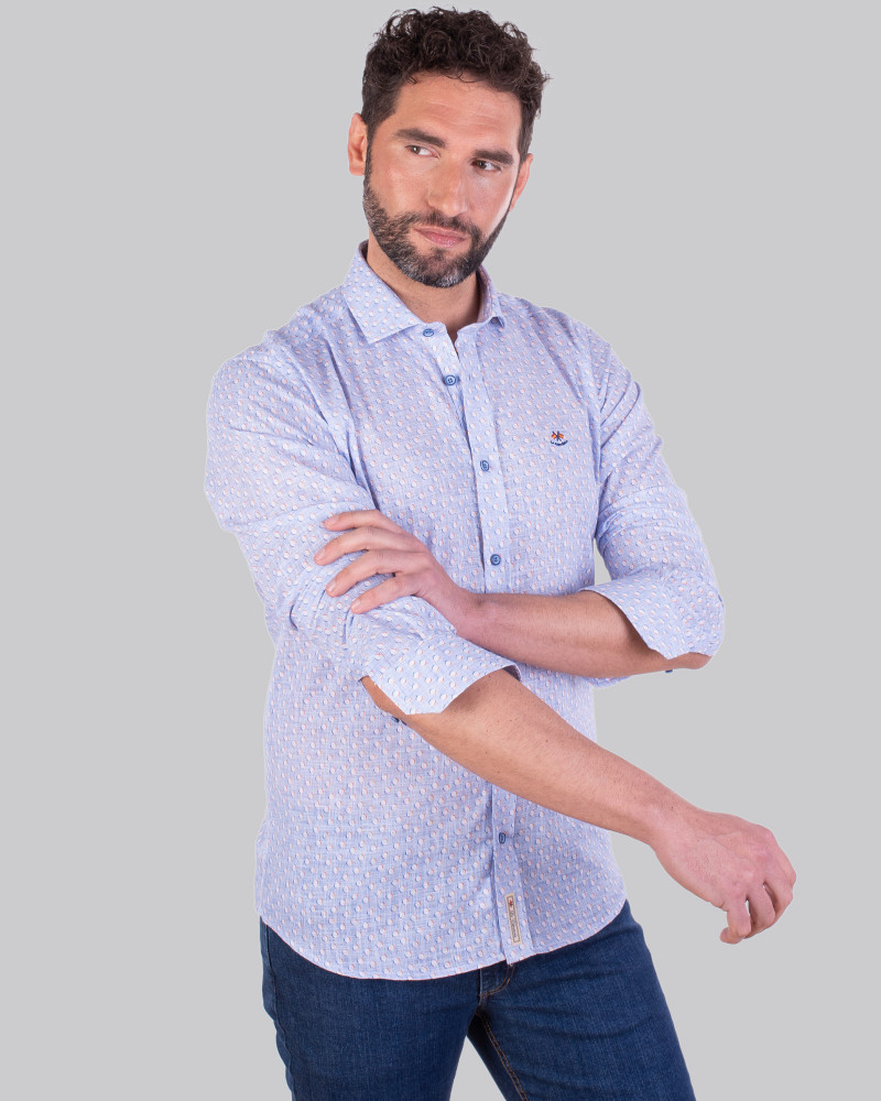 Camisa estampada cuello italiano | La Española