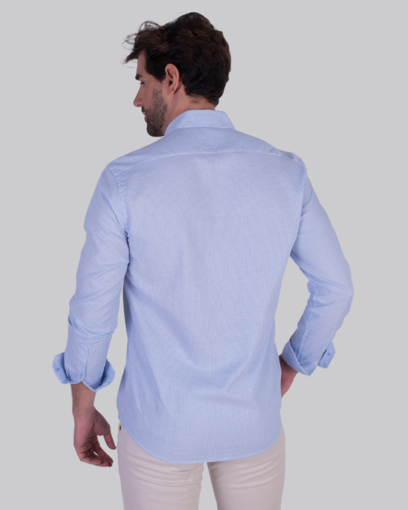 Camisa algodón estampado microcuadros hombre | La Española