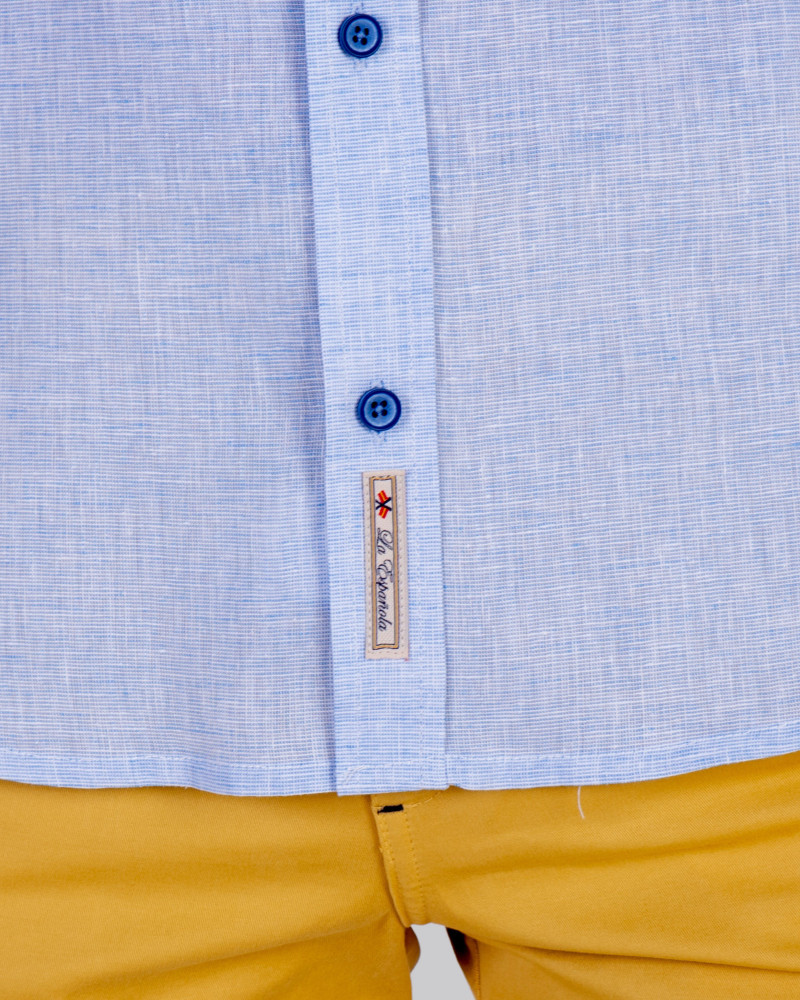 Camisa algodón/lino con cuello botón para hombre | La Española