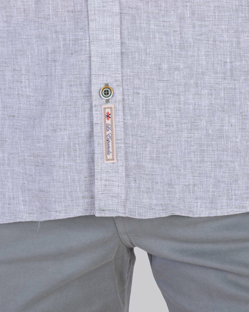 Camisa algodón/lino con cuello botón y puño combinado | La Española