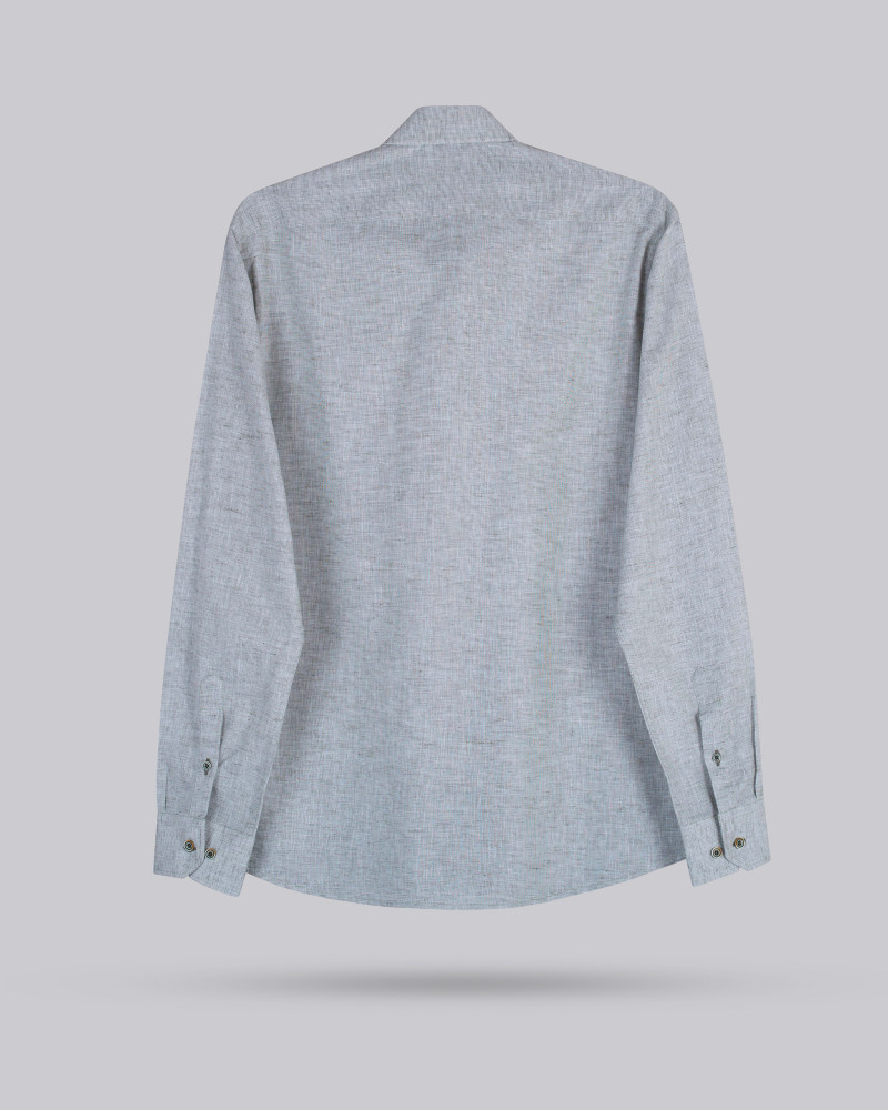Camisa algodón/lino con cuello botón y puño combinado | La Española
