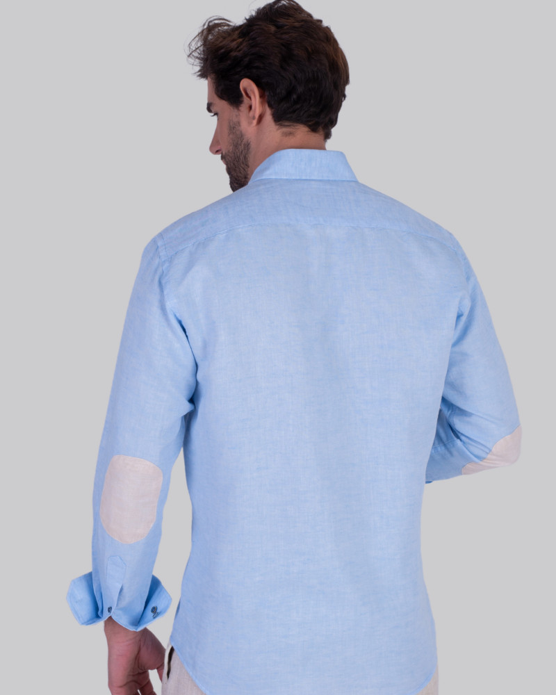 Camisa algodón/lino cuello botón y codera | La Española