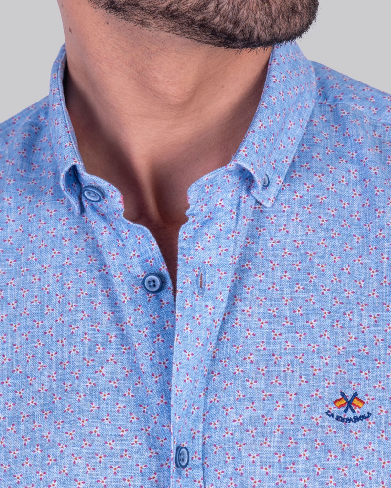 CAMISA  ALGODON ESTAMPADA CUELLO BOTON