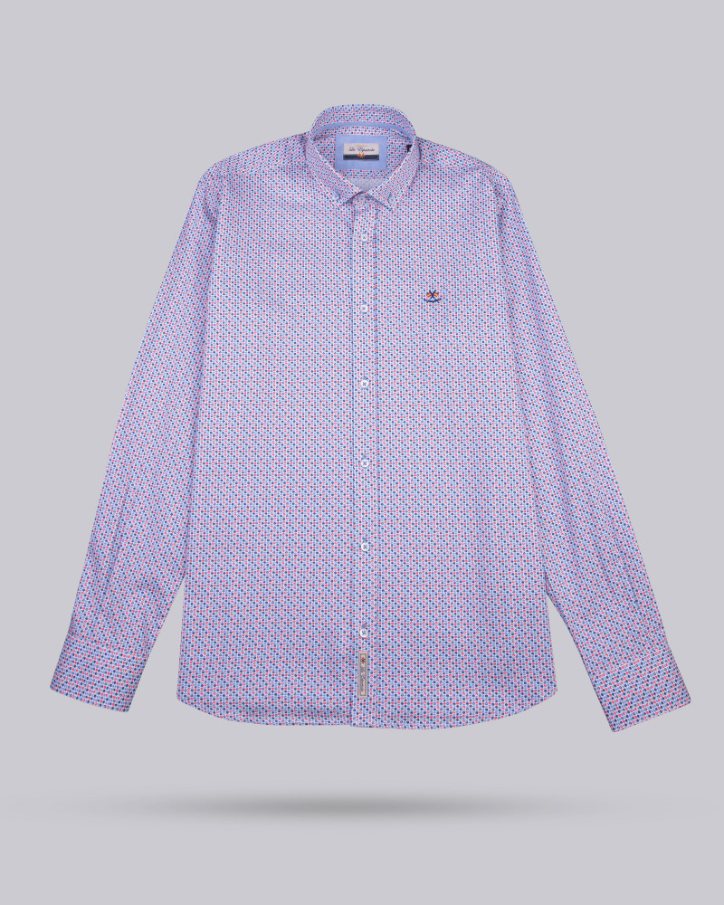 Camisa algodón estampada y cuello botón para hombre | La Española